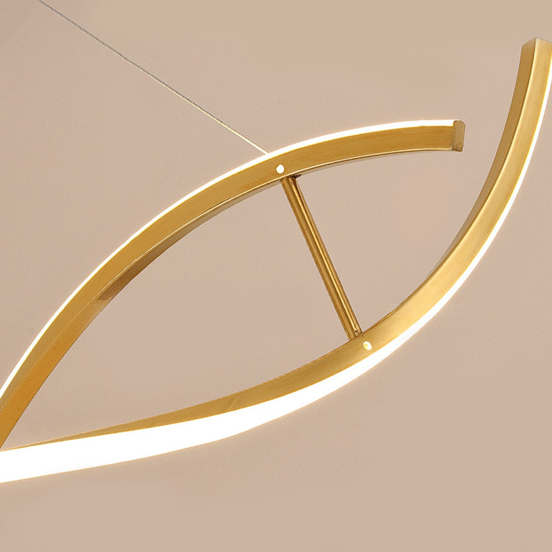 2 Lights Geometric Chandelier Light Contemporary Metal Pendant Lighting in Gold