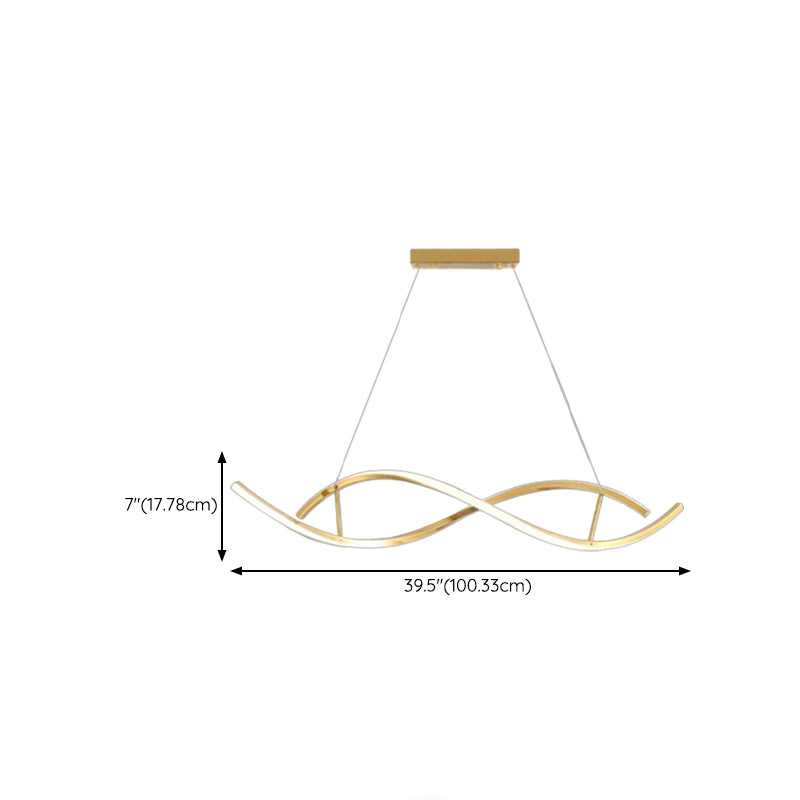 2 Lights Geometric Chandelier Light Contemporary Metal Pendant Lighting in Gold