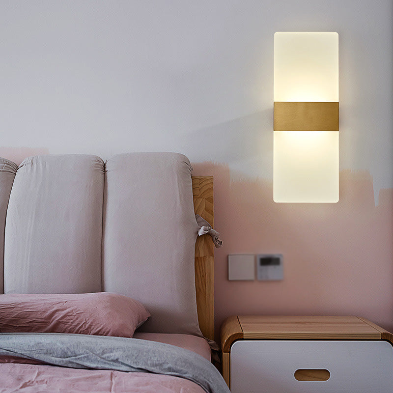 Post-Modern Wall Sconce Rectangular Brass Sconce Lighting for Bedroom