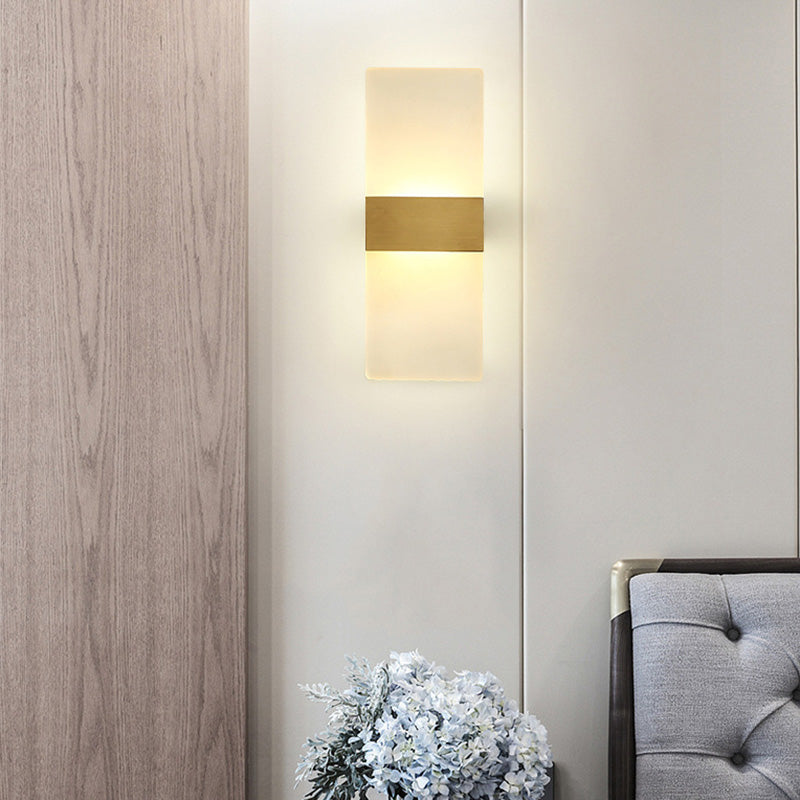 Post-Modern Wall Sconce Rectangular Brass Sconce Lighting for Bedroom