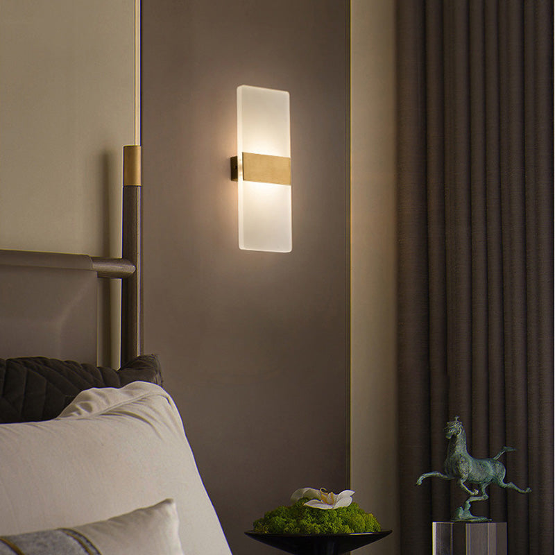 Post-Modern Wall Sconce Rectangular Brass Sconce Lighting for Bedroom
