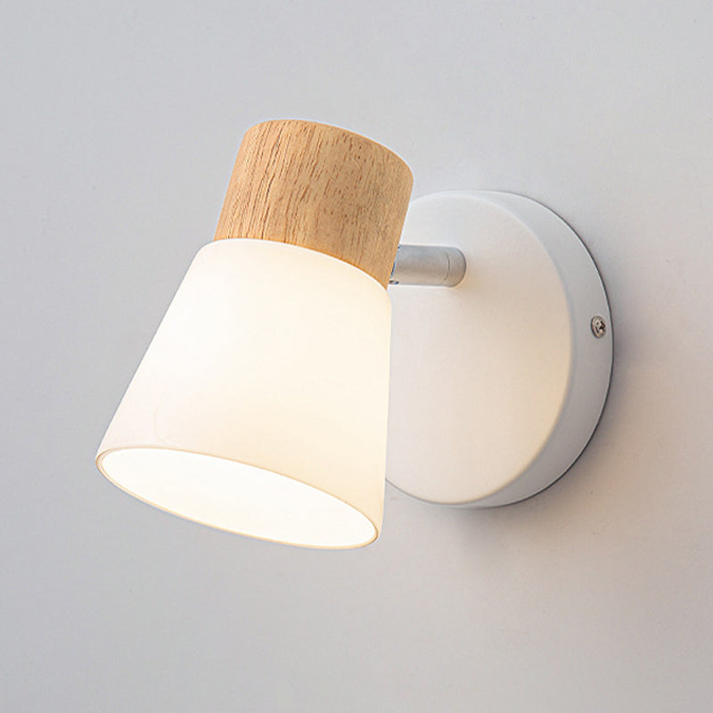 Wood Cone Shape Wall Light Modern Style Multi Lights Wall Light Sconce in White