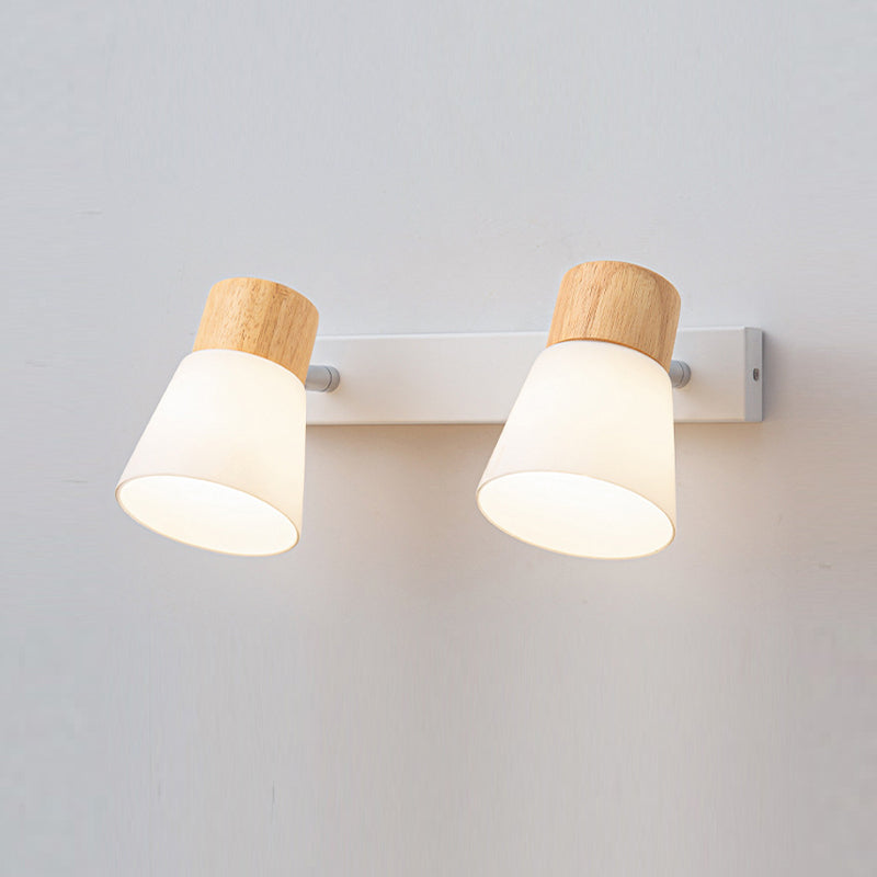 Wood Cone Shape Wall Light Modern Style Multi Lights Wall Light Sconce in White