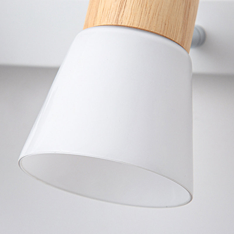 Wood Cone Shape Wall Light Modern Style Multi Lights Wall Light Sconce in White