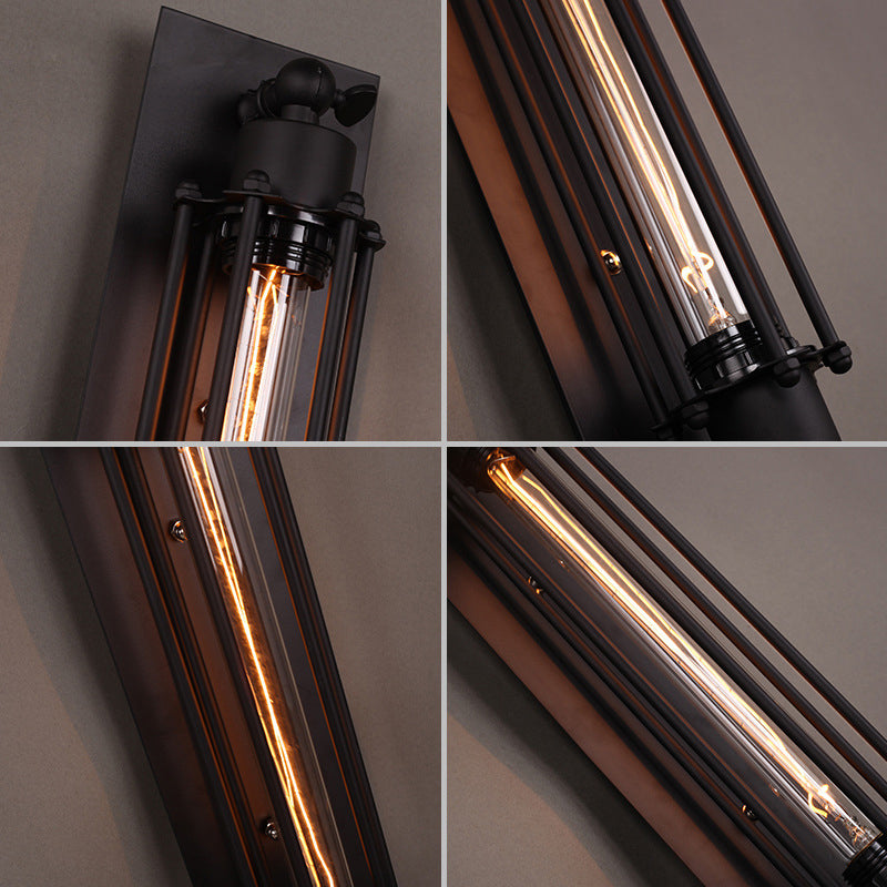 Unique Shape Wall Light Fixture Industrial Metal Wall Mounted Lighting in Black Finish