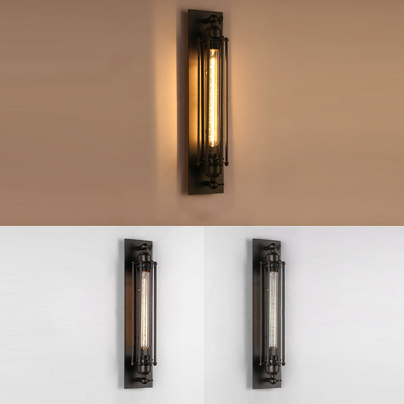 Unique Shape Wall Light Fixture Industrial Metal Wall Mounted Lighting in Black Finish