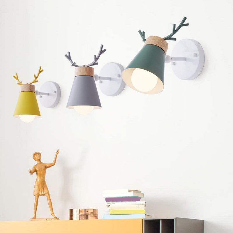 Macaron Antlers Wall Sconce Metal 1 Light Sconces for Bedroom