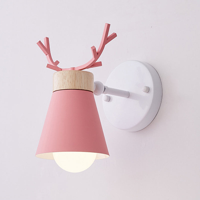 Macaron Antlers Wall Sconce Metal 1 Light Sconces for Bedroom