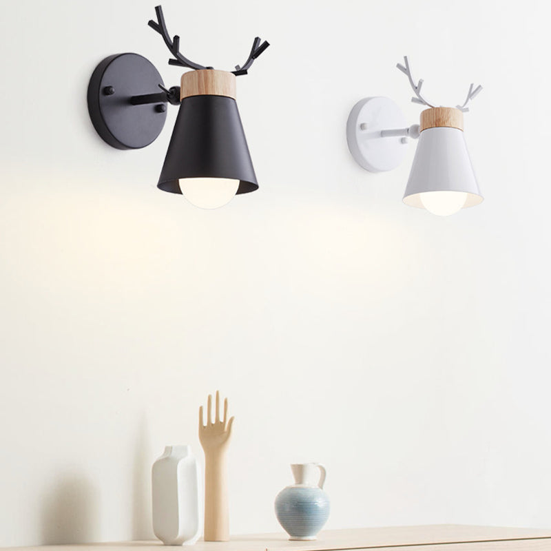 Macaron Antlers Wall Sconce Metal 1 Light Sconces for Bedroom