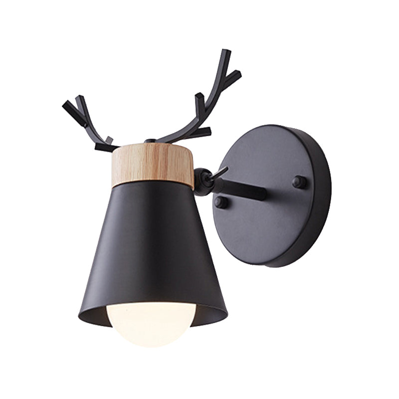 Macaron Antlers Wall Sconce Metal 1 Light Sconces for Bedroom
