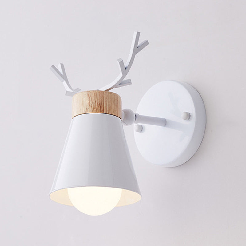 Macaron Antlers Wall Sconce Metal 1 Light Sconces for Bedroom