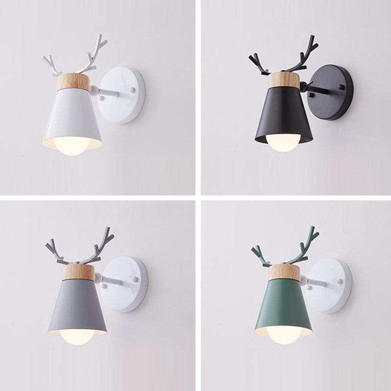 Macaron Antlers Wall Sconce Metal 1 Light Sconces for Bedroom