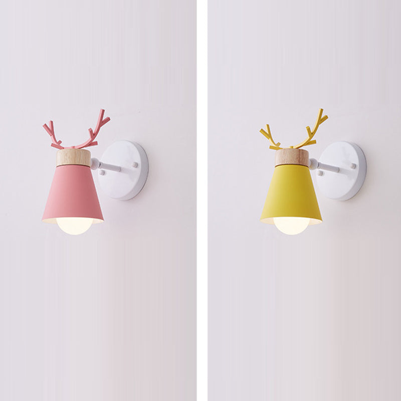 Macaron Antlers Wall Sconce Metal 1 Light Sconces for Bedroom