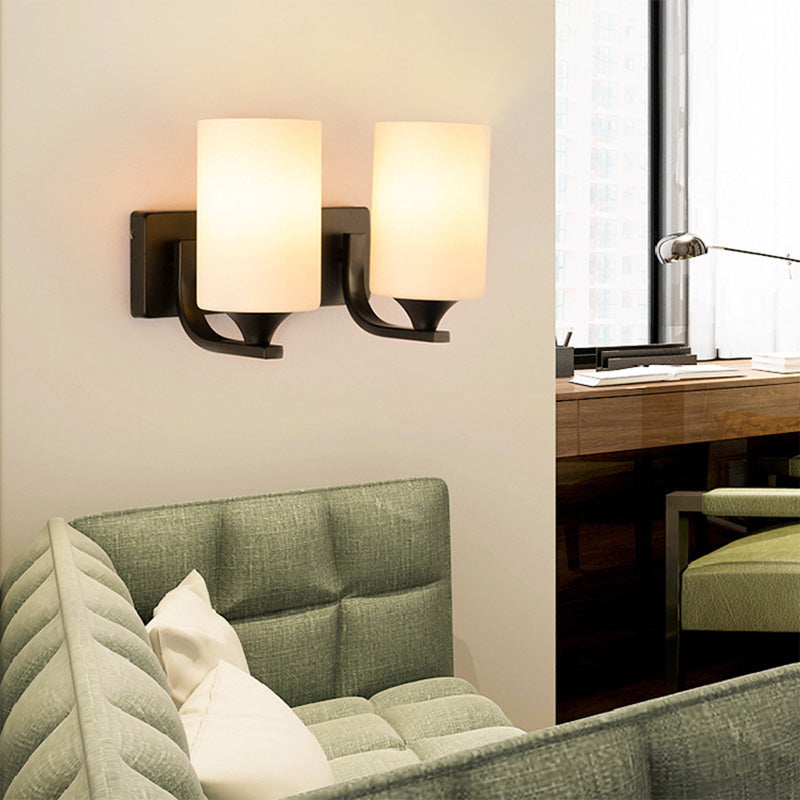 Modern Style Cylinder Shape Wall Light Glass Sconces for Bedroom
