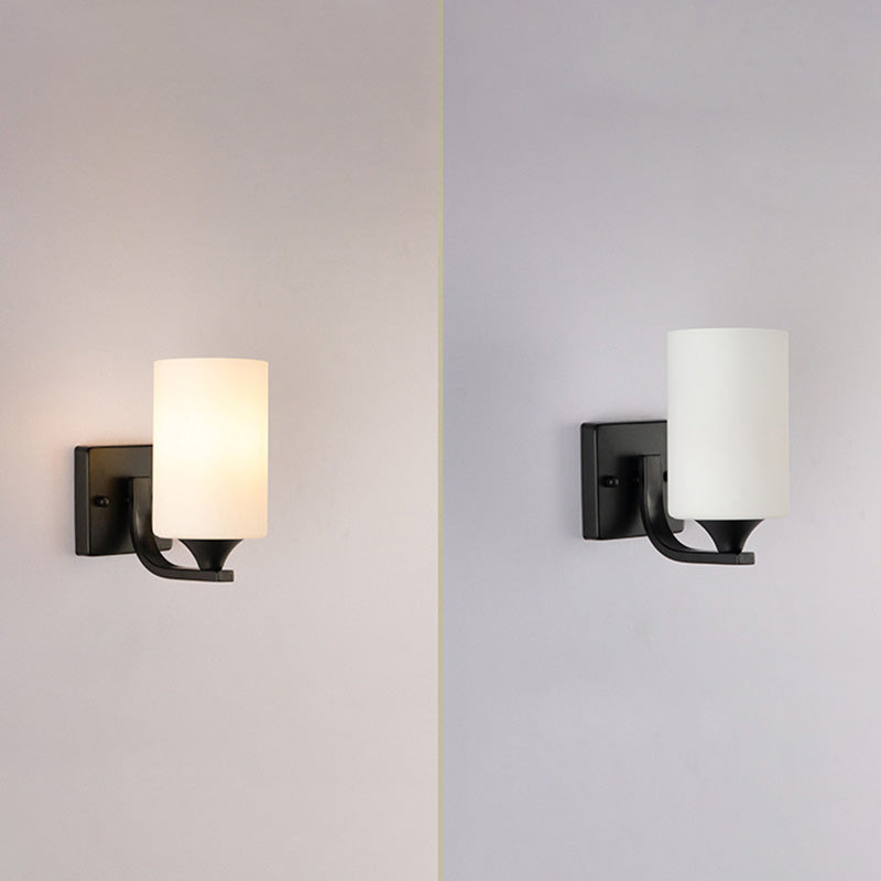 Modern Style Cylinder Shape Wall Light Glass Sconces for Bedroom