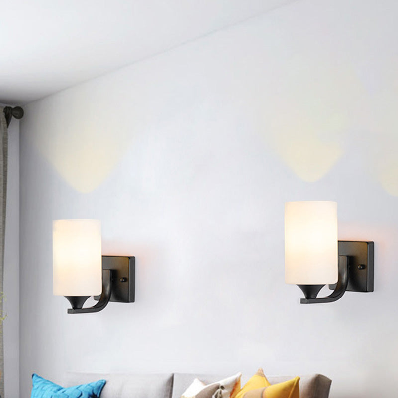 Modern Style Cylinder Shape Wall Light Glass Sconces for Bedroom