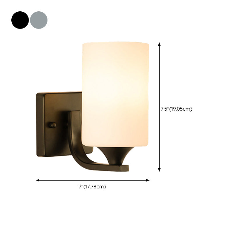 Modern Style Cylinder Shape Wall Light Glass Sconces for Bedroom