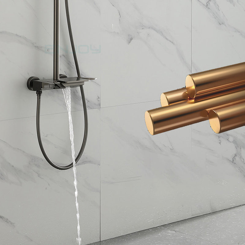 Brass Wall Mounted Shower System Slide Bar Included Shower Set