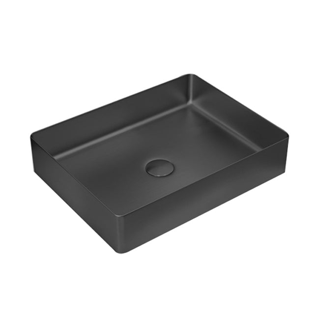 Modern Vessel Sink Metal Rectangular with Pop-Up Drain Vessel Bathroom Sink