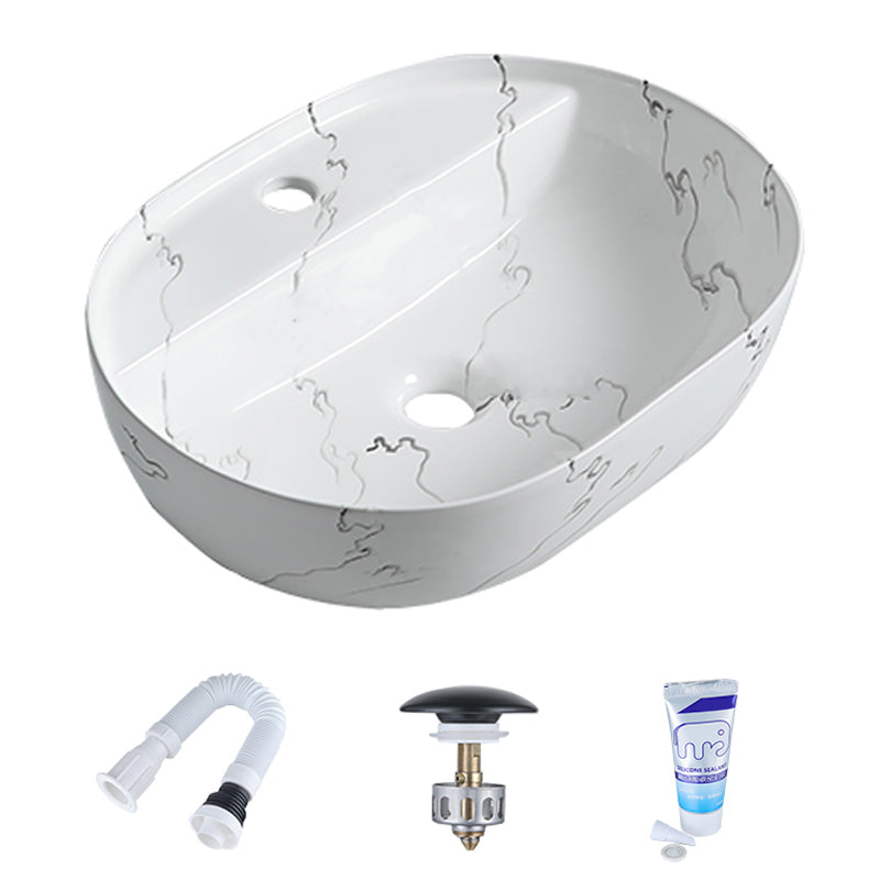 Modern Porcelain Trough Sink Oval-shape Trough Bathroom Sink