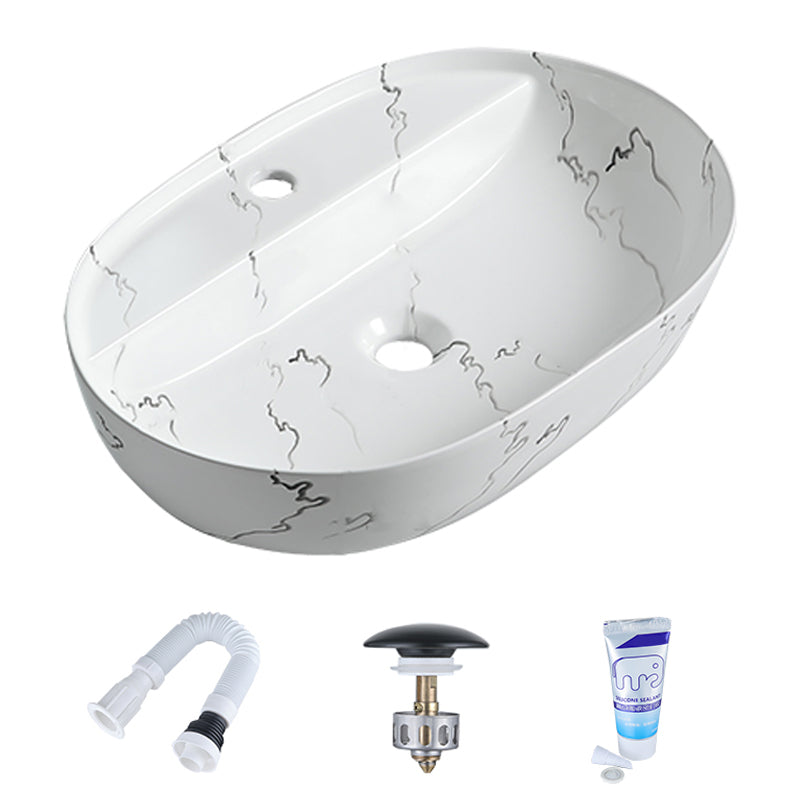 Modern Porcelain Trough Sink Oval-shape Trough Bathroom Sink