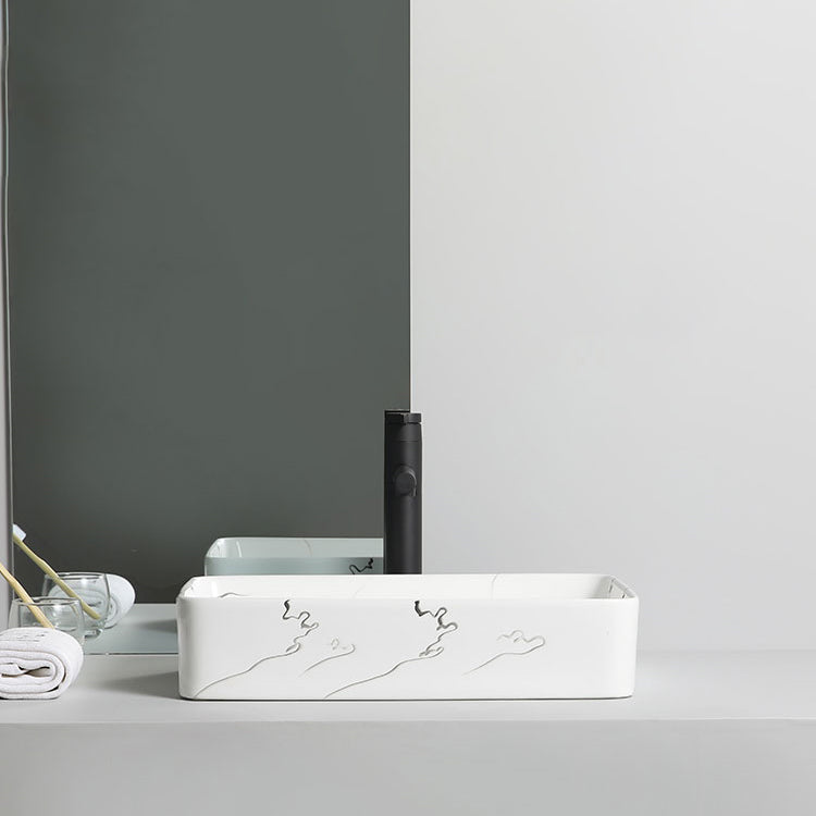 Modern Porcelain Trough Sink Oval-shape Trough Bathroom Sink