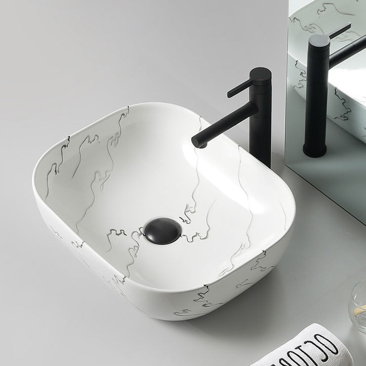 Modern Porcelain Trough Sink Oval-shape Trough Bathroom Sink