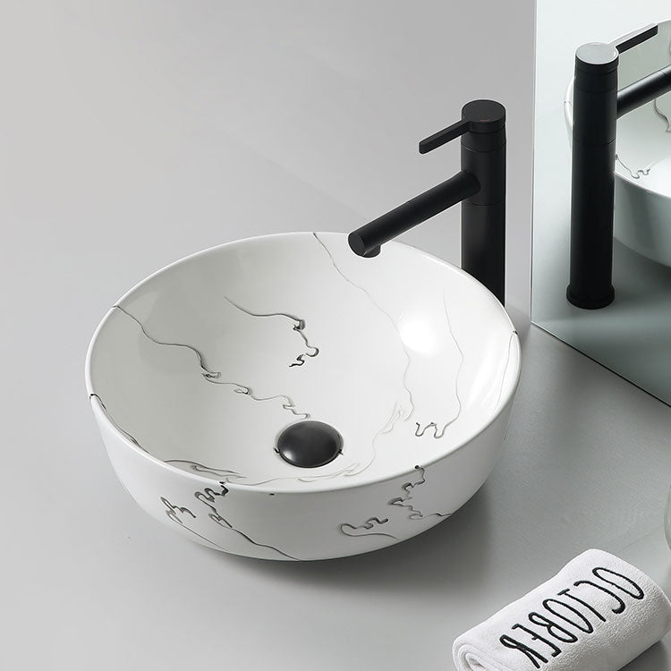 Modern Porcelain Trough Sink Oval-shape Trough Bathroom Sink