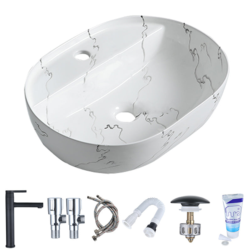Modern Porcelain Trough Sink Oval-shape Trough Bathroom Sink