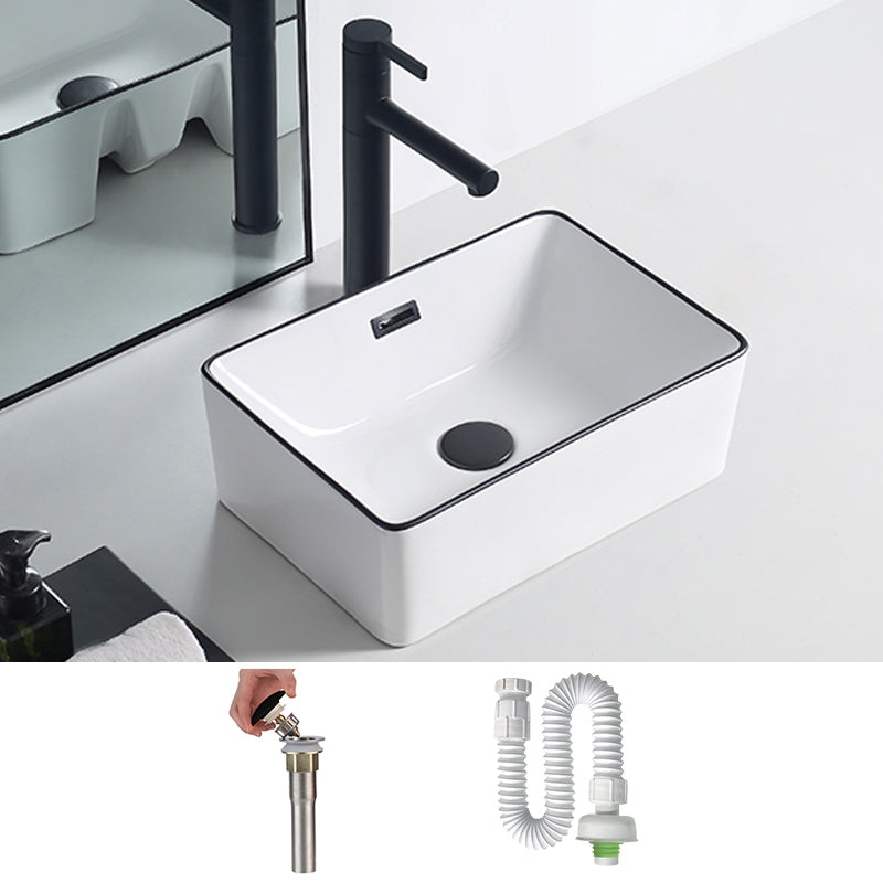 Modern Porcelain Trough Sink Rectangular Trough Bathroom Sink
