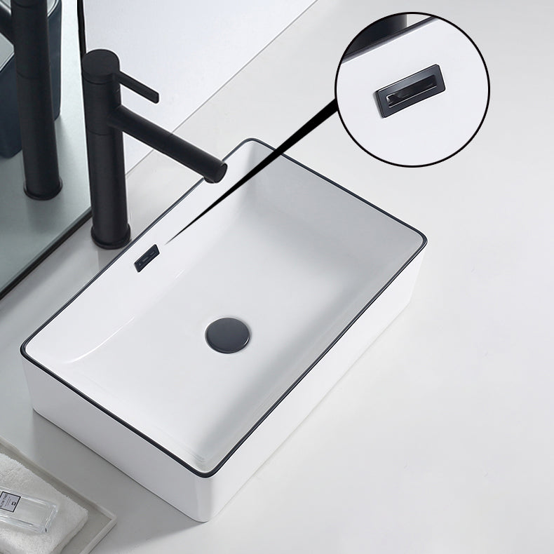 Modern Porcelain Trough Sink Rectangular Trough Bathroom Sink