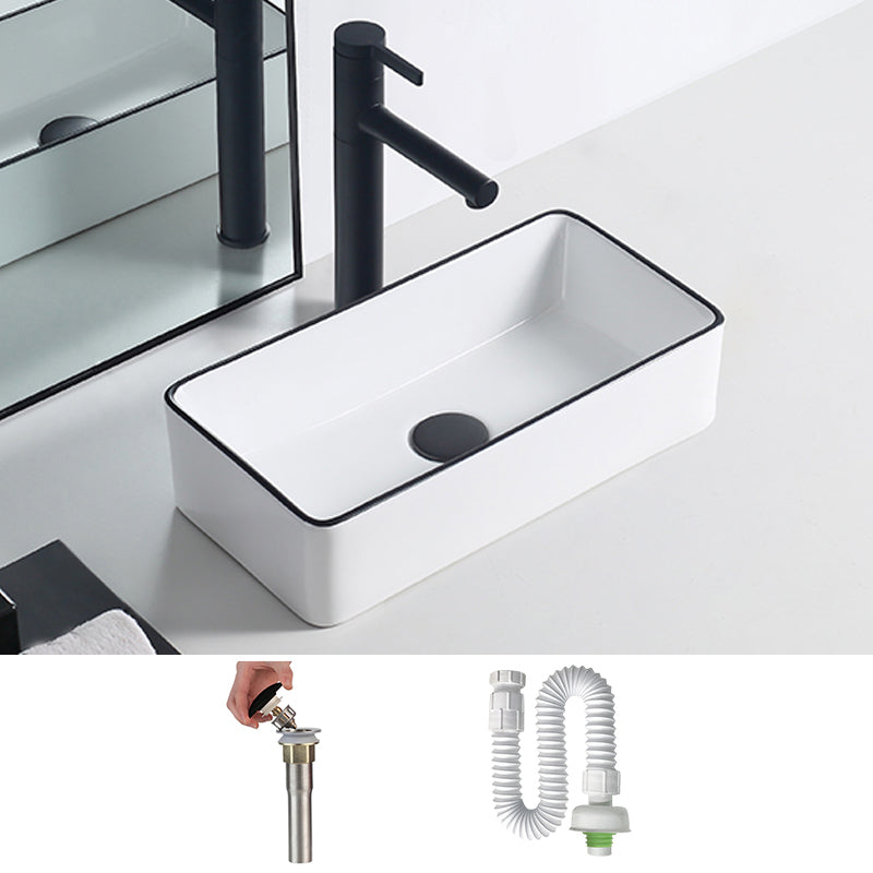 Modern Porcelain Trough Sink Rectangular Trough Bathroom Sink