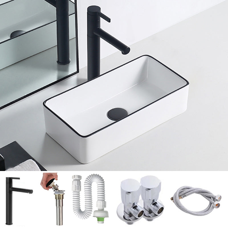 Modern Porcelain Trough Sink Rectangular Trough Bathroom Sink