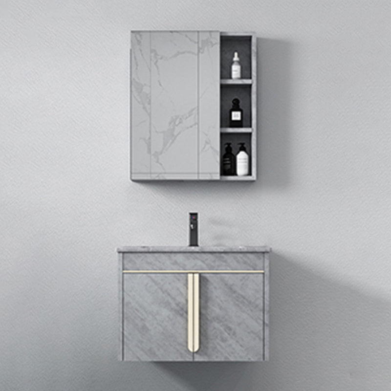Glam Sink Vanity Wall-Mounted 2 Doors Rectangle Single Bathroom Sink Vanity with Mirror
