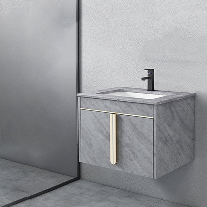 Glam Sink Vanity Wall-Mounted 2 Doors Rectangle Single Bathroom Sink Vanity with Mirror