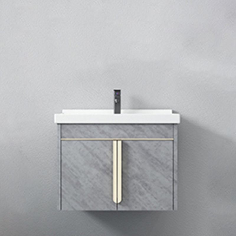 Glam Sink Vanity Wall-Mounted 2 Doors Rectangle Single Bathroom Sink Vanity with Mirror