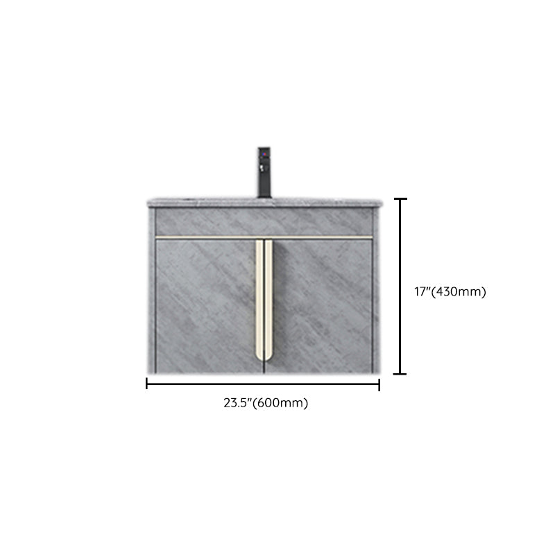 Glam Sink Vanity Wall-Mounted 2 Doors Rectangle Single Bathroom Sink Vanity with Mirror