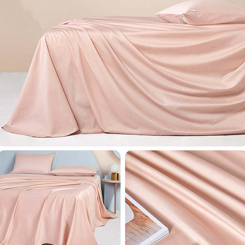 Cotton Fitted Sheet 1-Piece Solid Color Wrinkle Resistant Sheet Set