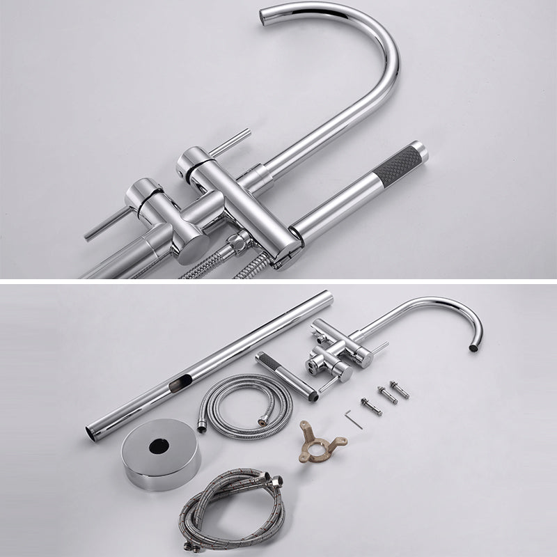Floor Mounted Metal Freestanding Tub Filler Single Handle Freestanding Faucet