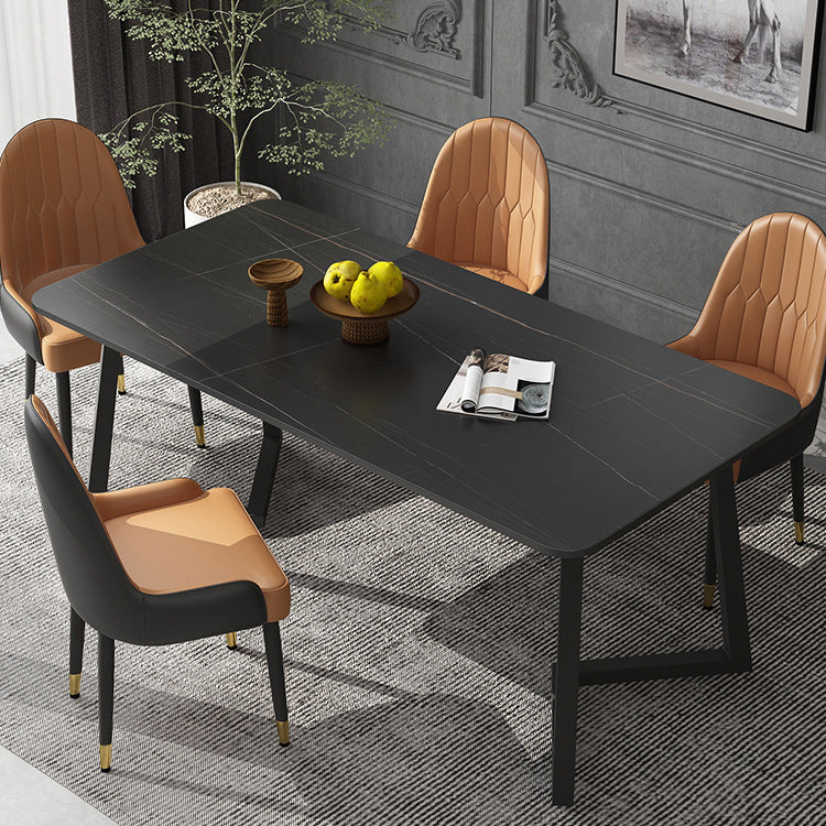 Industrial Rectangle Dining Table Matte Finish Dinette Table with Metal Sled Base