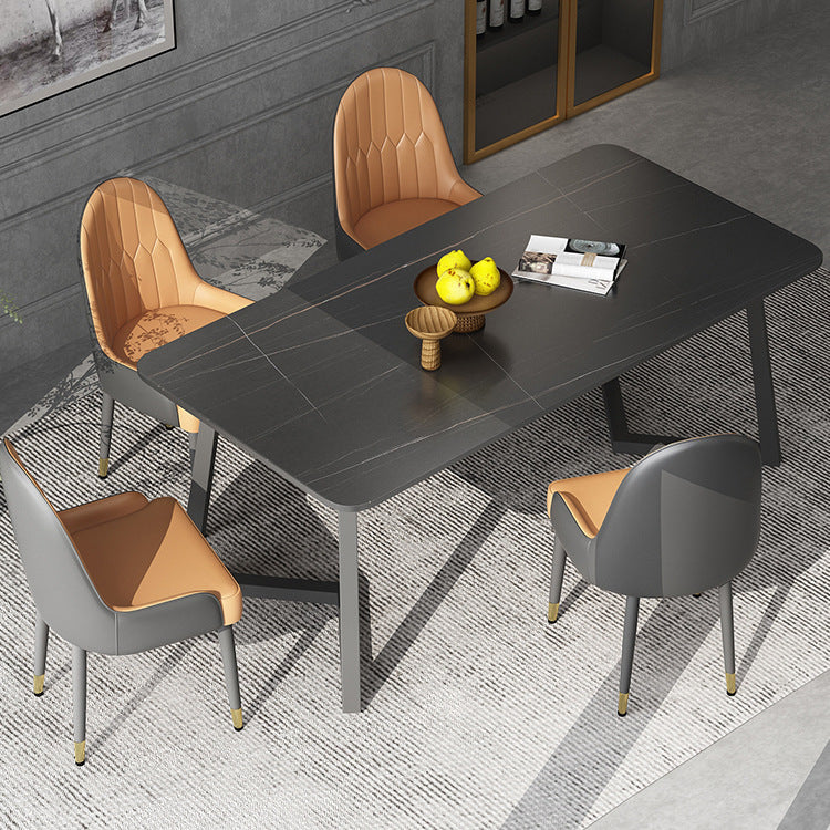 Industrial Rectangle Dining Table Matte Finish Dinette Table with Metal Sled Base
