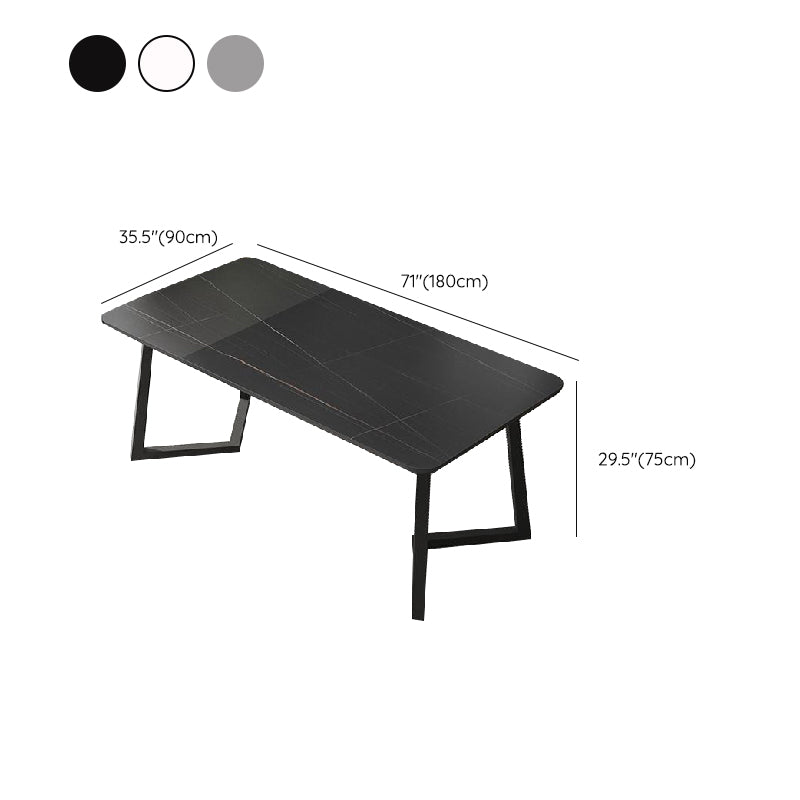 Industrial Rectangle Dining Table Matte Finish Dinette Table with Metal Sled Base