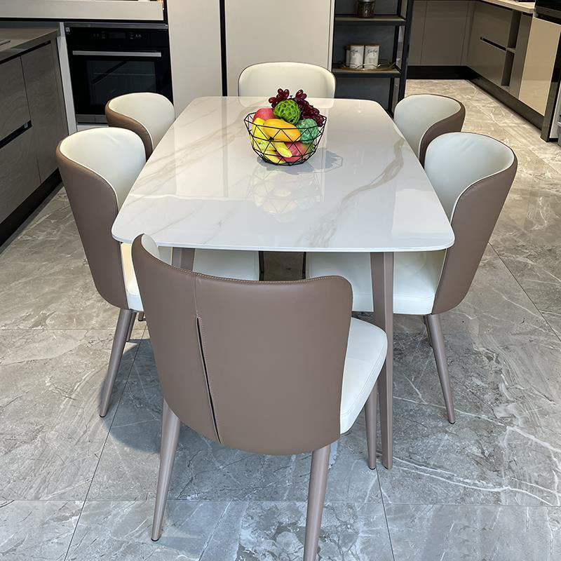 Traditional Luxury Rectangle Dining Table Stone Top Table for Home