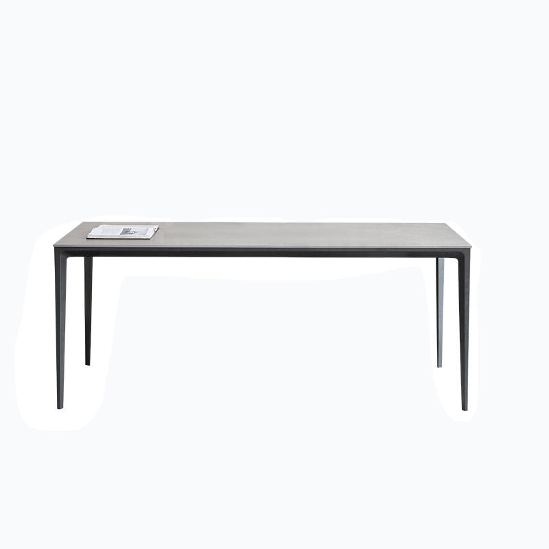 Gray Stone Top Dinette Table with Metal Legs Industrial Rectangle Dining Table