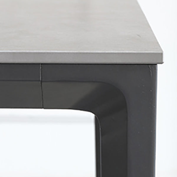 Gray Stone Top Dinette Table with Metal Legs Industrial Rectangle Dining Table