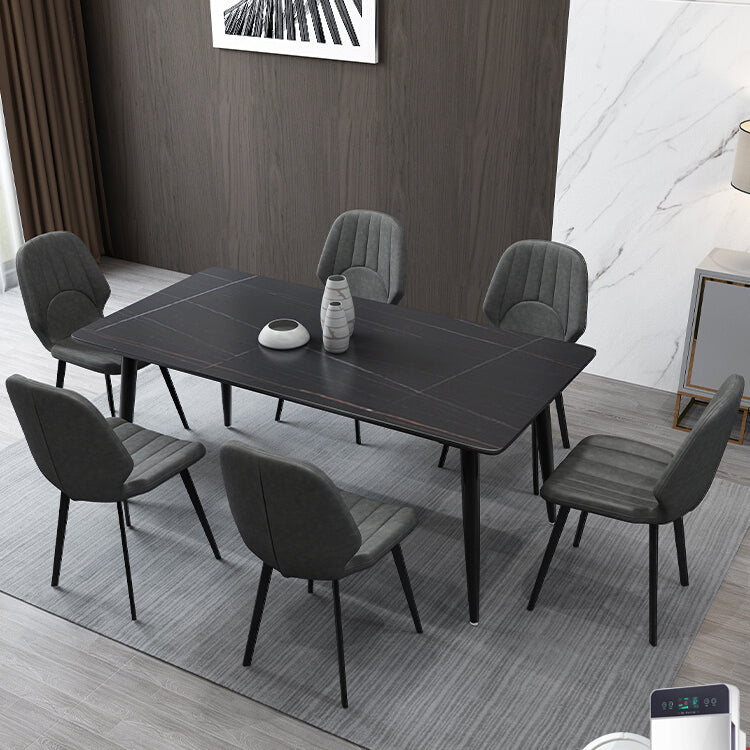 Contemporary Rectangle Dining Table Sintered Stone Dining Table in Black
