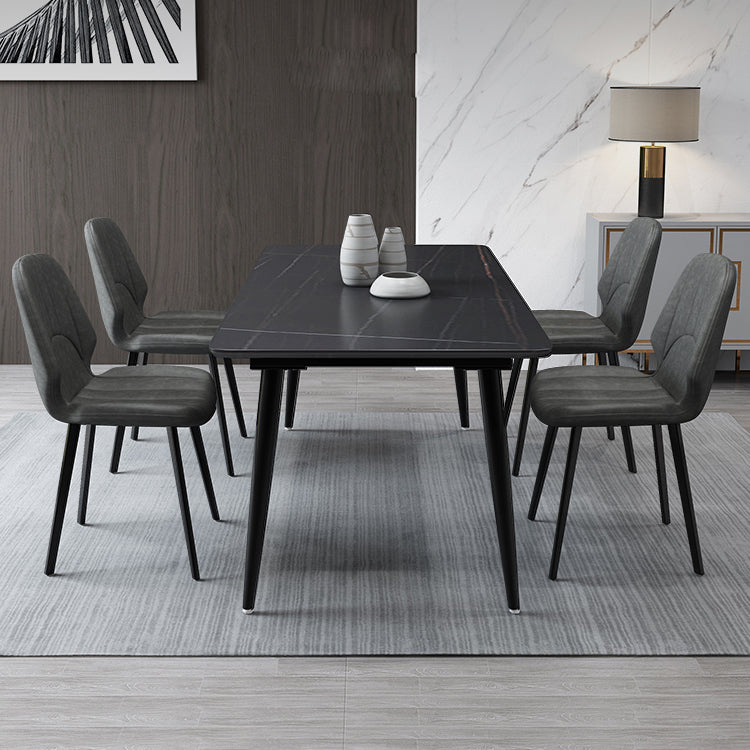 Contemporary Rectangle Dining Table Sintered Stone Dining Table in Black