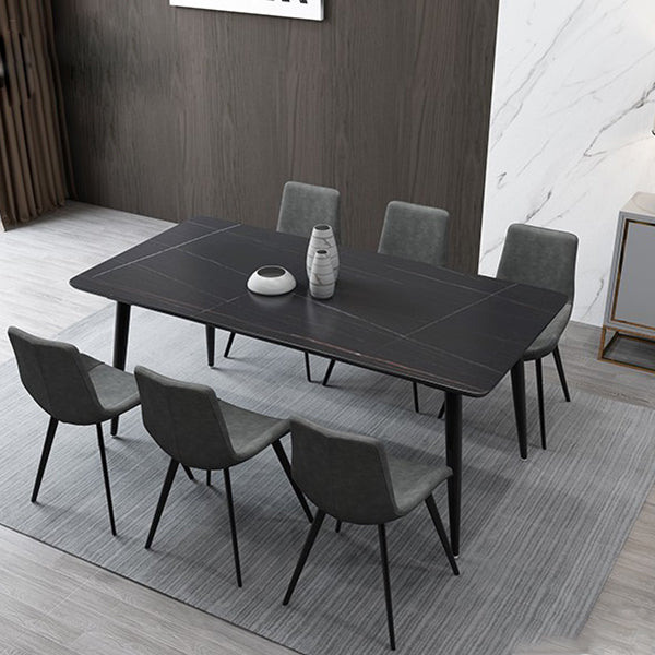 Contemporary Rectangle Dining Table Sintered Stone Dining Table in Black