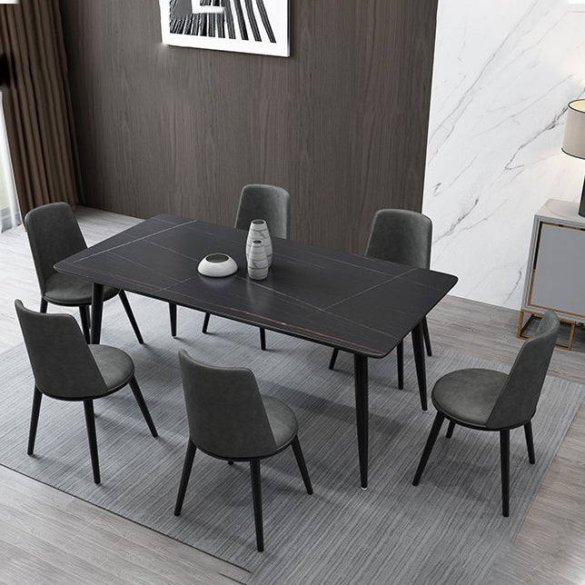 Contemporary Rectangle Dining Table Sintered Stone Dining Table in Black