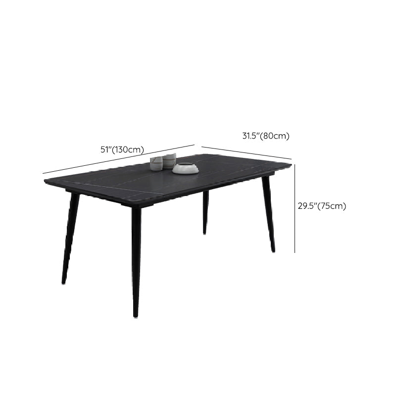 Contemporary Rectangle Dining Table Sintered Stone Dining Table in Black